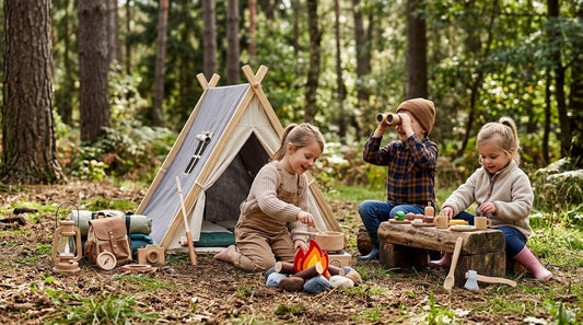 Wooden pretend camping and outdoor adventure sets