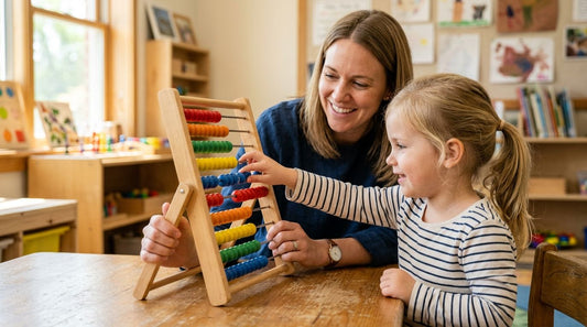 How to use a wooden abacus to teach counting