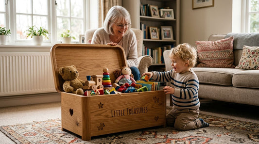Wooden toy boxes for grandparents' houses