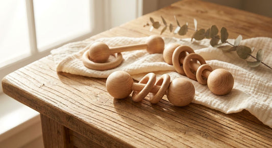 Wooden rattles for newborn babies