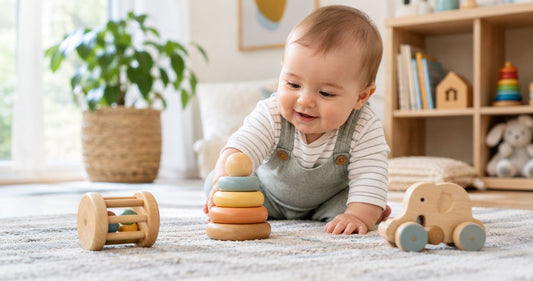 Wooden toys for babies learning to sit up