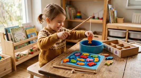 Wooden fishing games for hand-eye coordination