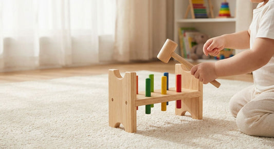 Wooden pounding benches for toddlers