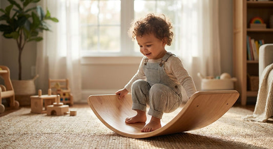Wooden balance boards for active toddlers