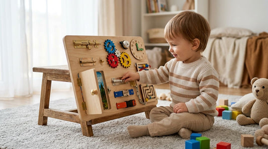 Wooden busy boards for toddlers