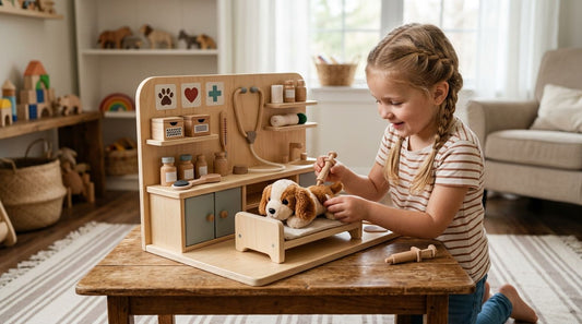 Wooden pretend vet clinic playsets