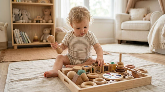 Wooden toys for multi-sensory exploration