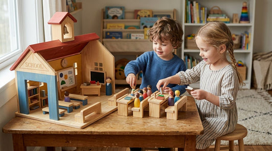 Wooden pretend school and classroom playsets