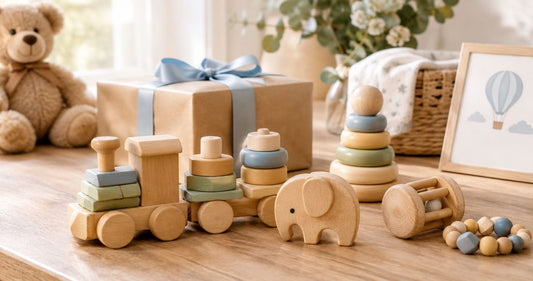 Wooden toys for baby shower gifts
