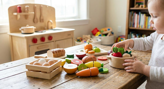 Wooden play food for toddler pretend cooking