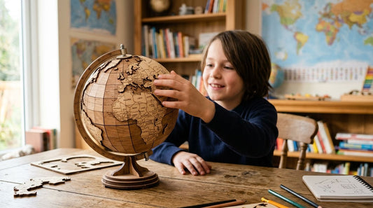 Wooden puzzle globes for geography learning