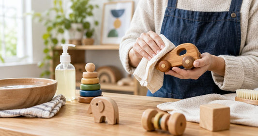 How do you clean wooden toys safely?