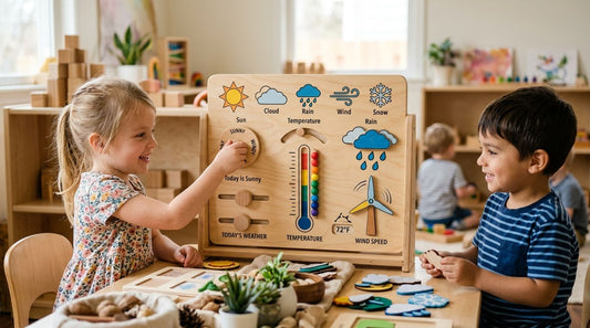 Wooden weather stations for preschool learning
