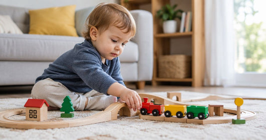 Is a wooden train set safe for a 1 year old?