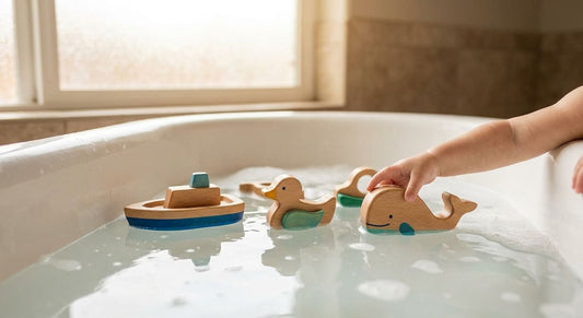 Wooden bath toys for babies