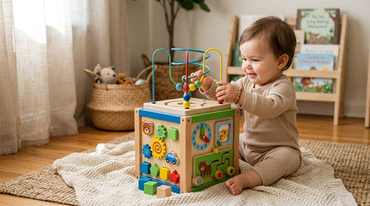 Wooden activity cubes for babies
