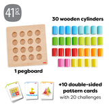 Rainbow Risers Wooden Stacking Cylinder Game